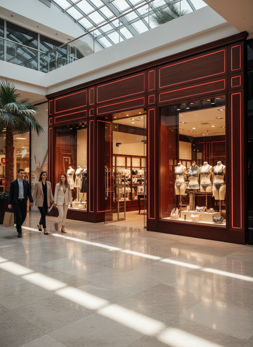 Elegant lingerie store entrance in shopping mall Minsk